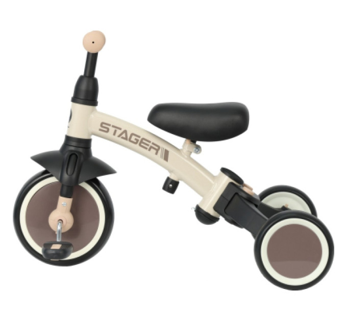 QPlay Дитячий велосипед QPlay Stager 3 в 1 з ручкою, біговел, Beige-Brown (T80STAGERBeigeBrown)