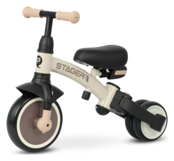 QPlay Дитячий велосипед QPlay Stager 3 в 1 з ручкою, біговел, Beige-Brown (T80STAGERBeigeBrown)