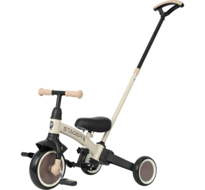 QPlay Дитячий велосипед QPlay Stager 3 в 1 з ручкою, біговел, Beige-Brown (T80STAGERBeigeBrown)