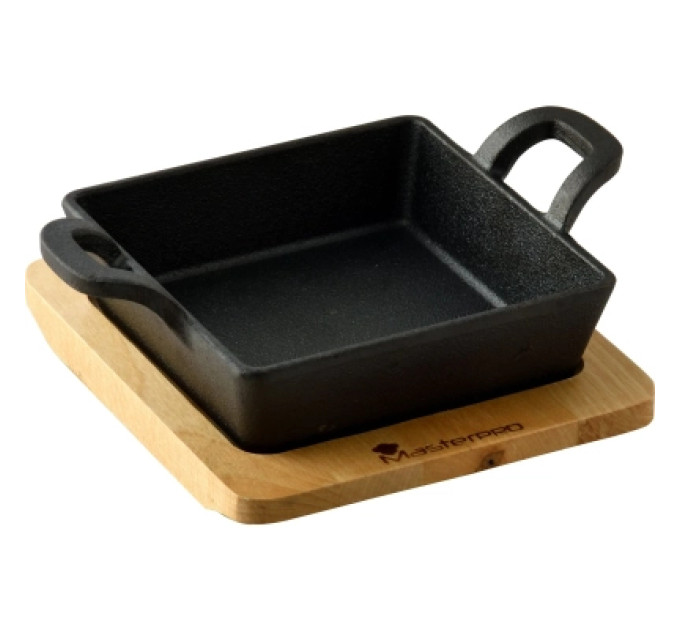 MasterPro Сковорода MasterPro Foodies cook&share, 12.6x18.5 см з серверувальною дошкою (BGMP-3805-EM)