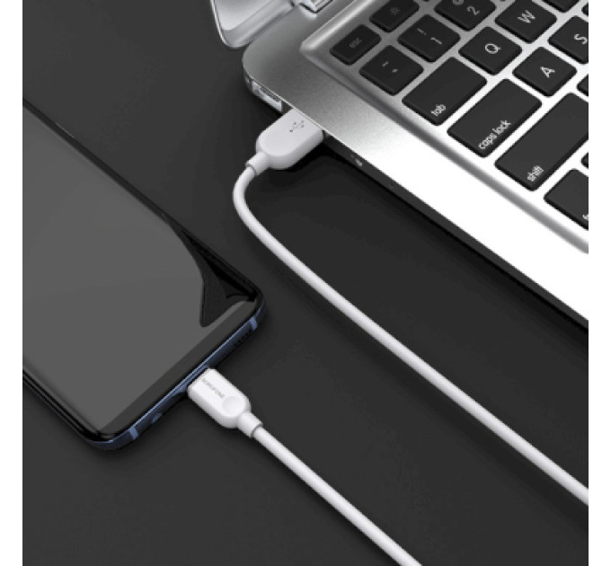 BOROFONE Дата кабель USB 2.0 AM to USB-C 1.0m 2.4A PVC BX14 white BOROFONE (6957531089995)
