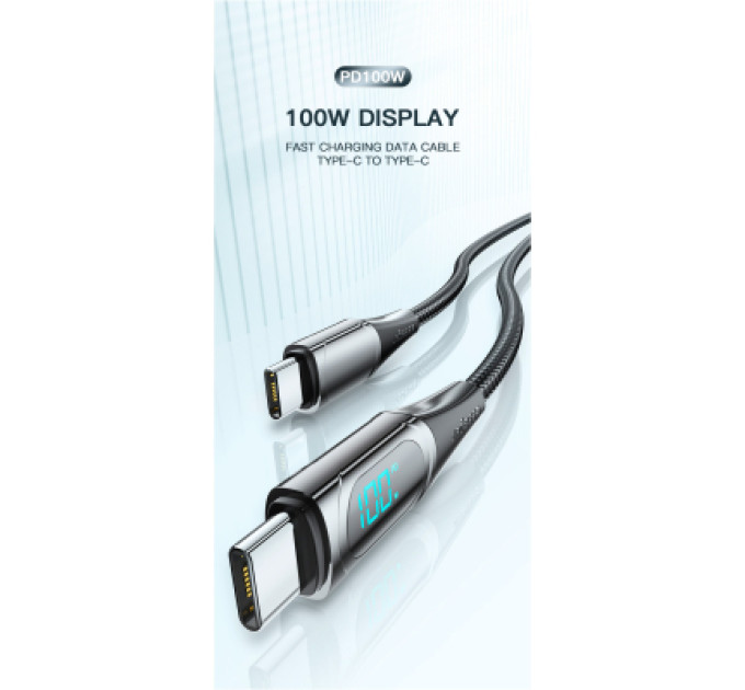 Essager Дата кабель USB-C to USB-C 2.0m 100W Digital Display blue Essager (ES-XCTT1-YDA03)