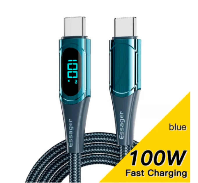 Essager Дата кабель USB-C to USB-C 2.0m 100W Digital Display blue Essager (ES-XCTT1-YDA03)