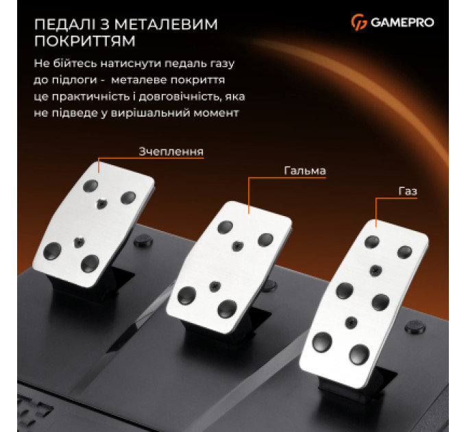 GamePro Кермо GamePro RW575PM з педалями та коробкою передач XBOXONE/PS4/PS3/PC/SWITCH (RW575PM)