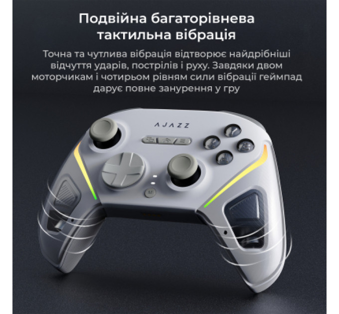 Ajazz Геймпад Ajazz GP100S 2.4G/BT/USB Switch/PC/iOS/Android RGB White (GP100S-W)