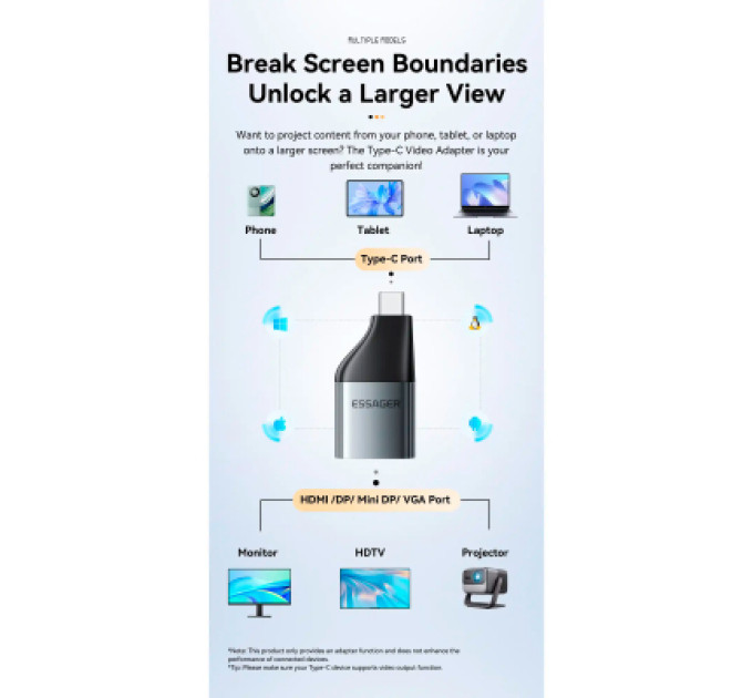 Essager Перехідник HDMI F to USB-C M 4K60Hz Essager (EZJHD60-MJ0G-P)