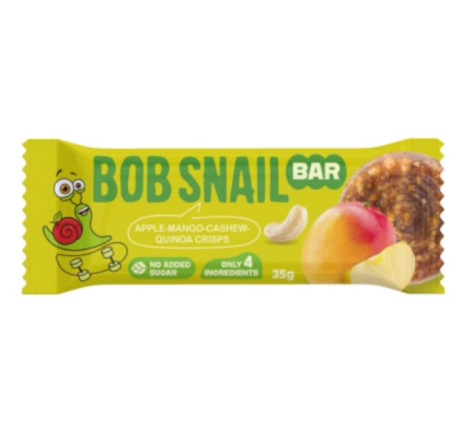 Bob Snail Батончик дитячий Bob Snail Яблуко, манго, кеш'ю та кріспи кіноа 35 г (1740730)