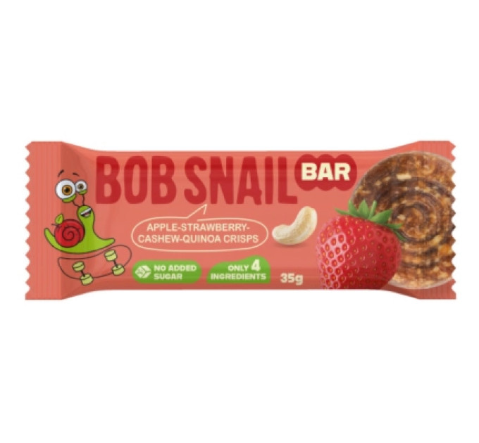 Bob Snail Батончик дитячий Bob Snail Яблуко, полуниця, кеш'ю та кріспи кіноа 35 г (1740727)