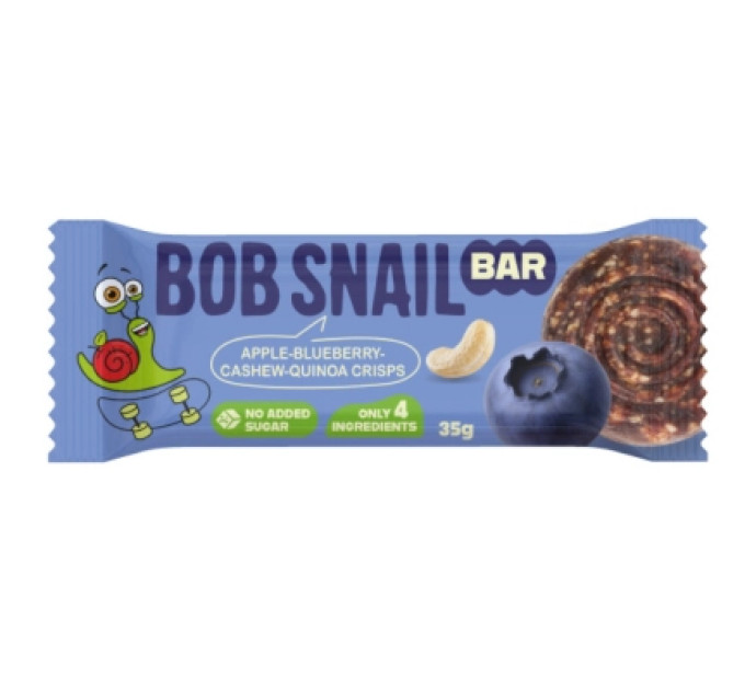 Bob Snail Батончик дитячий Bob Snail Яблуко, чорниця, кеш'ю та кріспи кіноа 35 г (1740728)