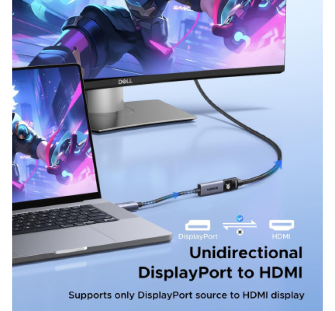 Ugreen Кабель мультимедійний UGREEN DisplayPort to HDMI 4K Cable Ugreen (95418)