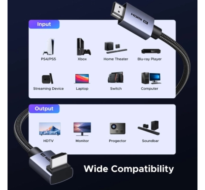 Ugreen Кабель мультимедійний UGREEN HDMI 8K Cable 2m Ugreen (85169)