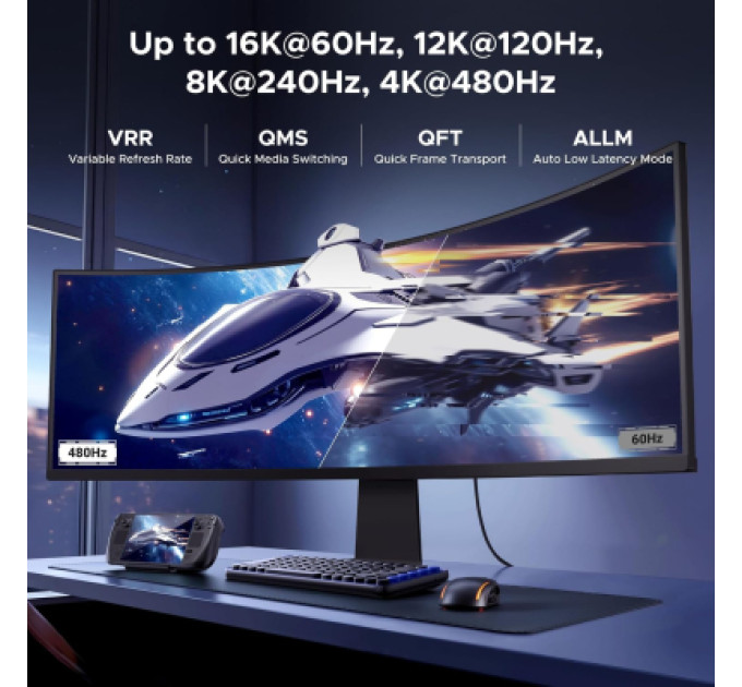 Ugreen Кабель мультимедійний UGREEN HDMI 16K Male to Male Aluminum Braid Cable 2m Ugreen (65900)