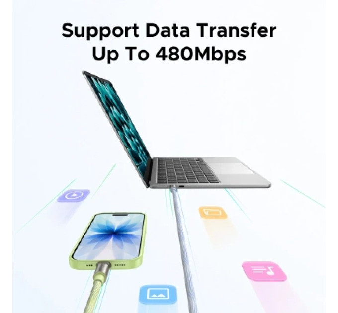 Ugreen Дата кабель UGREEN USB-C to USB-C PD Fast Charging Lanyard Cable 60W Max Blue 1.2m Ugreen (35511)