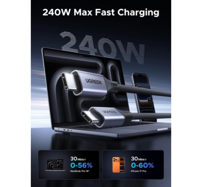 Ugreen Дата кабель UGREEN USB-C to USB-C PD Magnetic Fast Charging Cable 1m Ugreen (85973)