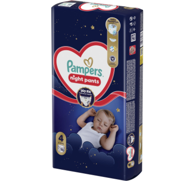 Pampers Підгузки Pampers Night Pants Розмір 4 (9-15 кг) 52 шт (8006530320665)