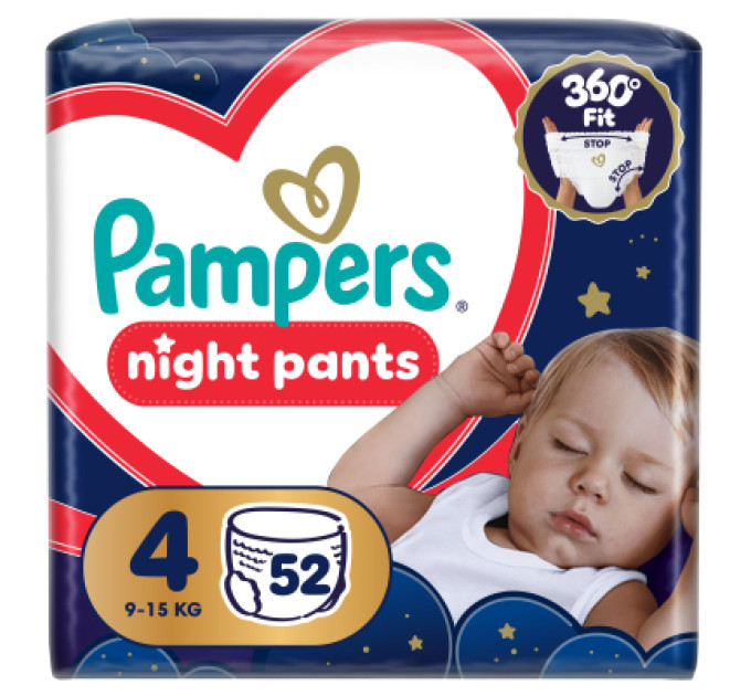 Pampers Підгузки Pampers Night Pants Розмір 4 (9-15 кг) 52 шт (8006530320665)
