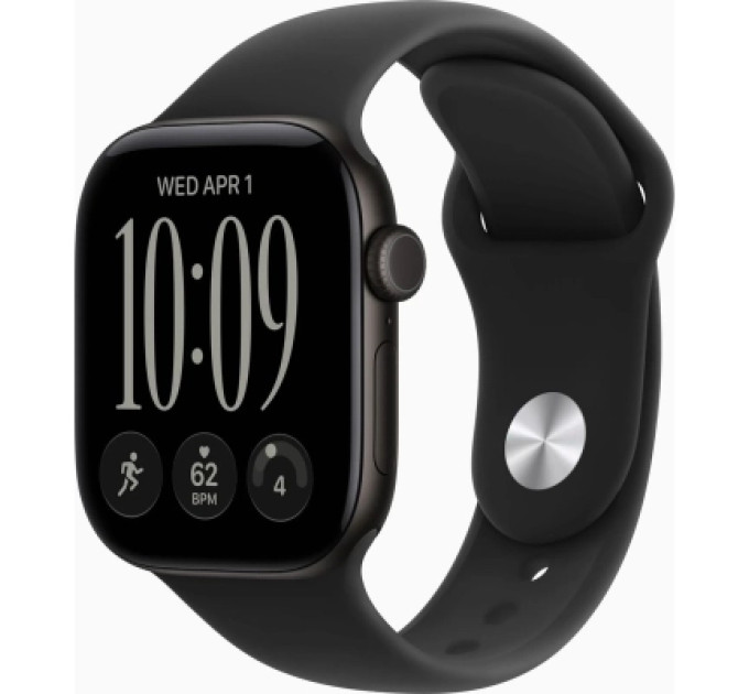 Apple Смарт-годинник Apple Watch Series 12 GPS 42mm Black Aluminium Case with Black Sport Band - S/M (MJEA4RK/A)