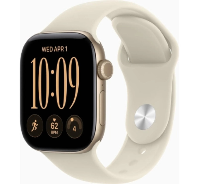Apple Смарт-годинник Apple Watch Series 12 GPS 42mm Light Gold Aluminium Case with Sand Sport Band - S/M (MJED4RK/A)