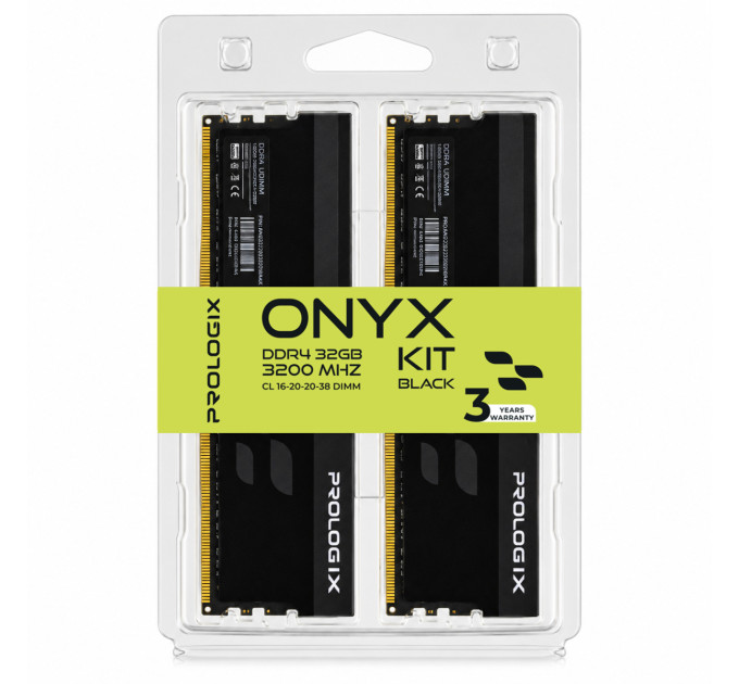 Prologix Модуль пам`ятi DDR4 2x16GB/3200 Prologix Onyx Black (PRO32GB3200YB4K)