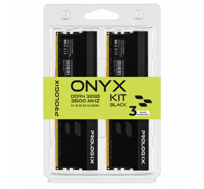 Prologix Модуль пам`ятi DDR4 2x16GB/3600 Prologix Onyx Black (PRO32GB3600YB4K)