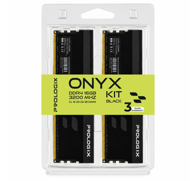 Prologix Модуль пам`ятi DDR4 2x8GB/3200 Prologix Onyx Black (PRO16GB3200YB4K)