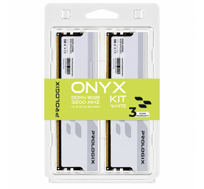 Prologix Модуль пам`ятi DDR4 2x8GB/3200 Prologix Onyx White (PRO16GB3200YW4K)
