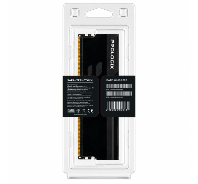 Prologix Модуль пам`ятi DDR5 16GB/5600 Prologix Onyx Black (PRO16GB5600YB5)