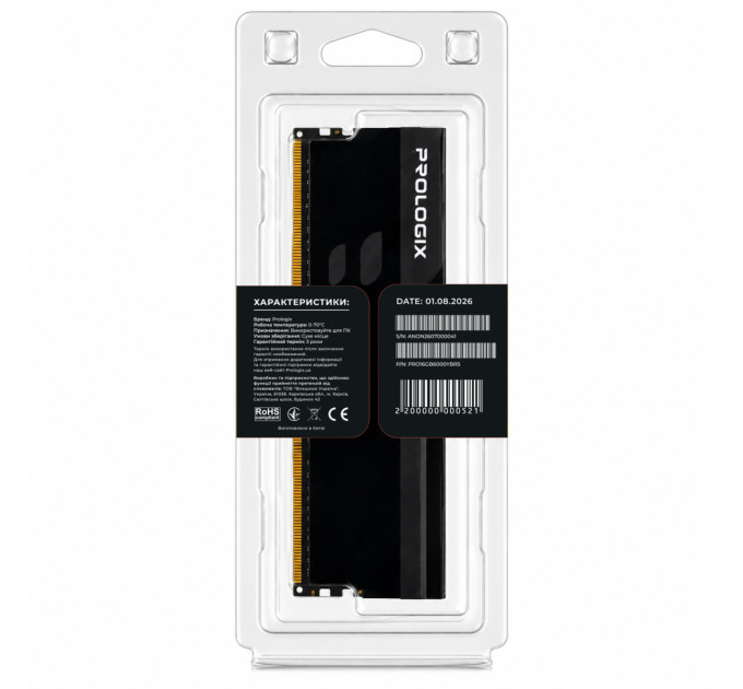 Prologix Модуль пам`ятi DDR5 16GB/6000 Prologix Onyx Black RGB (PRO16GB6000YBR5)