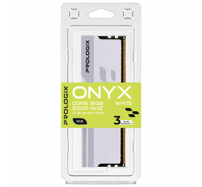 Prologix Модуль пам`ятi DDR5 16GB/6000 Prologix Onyx White RGB (PRO16GB6000YWR5)