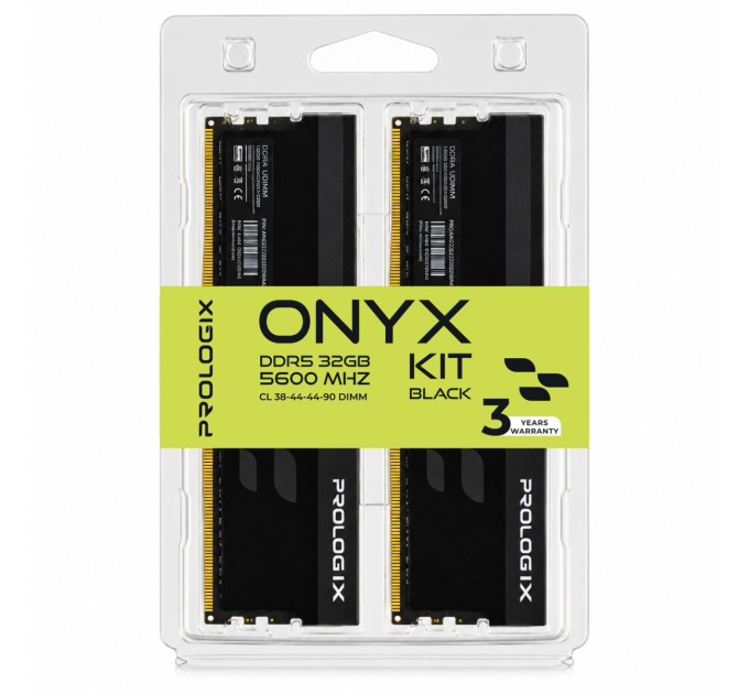 Prologix Модуль пам`ятi DDR5 2x16GB/5600 Prologix Onyx Black (PRO32GB5600YB5K)