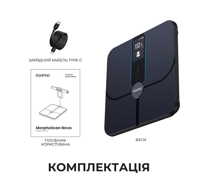 RENPHO Ваги підлогові RENPHO Elis Nova Smart WiFi Body Scale Black (R-A031)