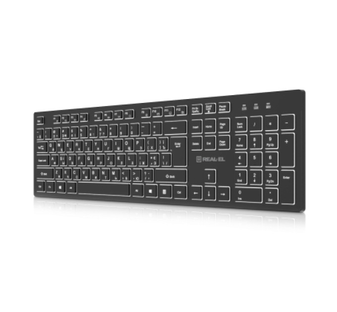 REAL-EL Клавіатура REAL-EL RK-725W Wireless/Bluetooth Black (EL123100061)