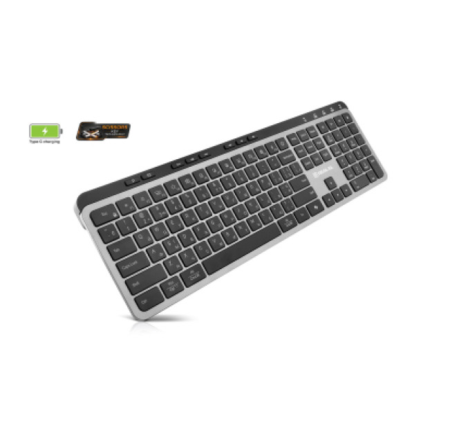 REAL-EL Клавіатура REAL-EL RK-737W Wireless/Bluetooth Black/Grey (EL123100060)