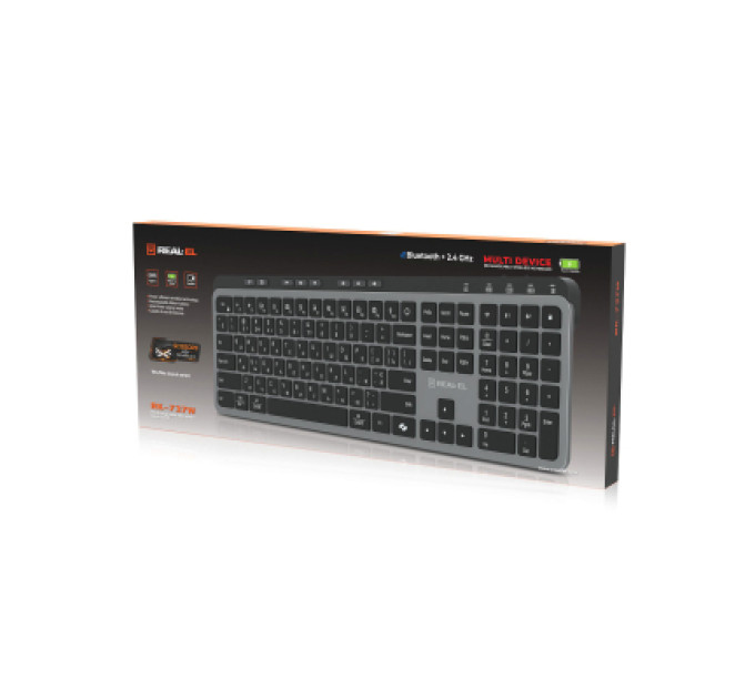 REAL-EL Клавіатура REAL-EL RK-737W Wireless/Bluetooth Black/Grey (EL123100060)