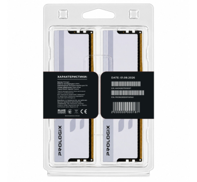 Prologix Модуль пам'яті для комп'ютера DDR4 16GB (2x8GB) 3200 MHz Onyx White RGB Prologix (PRO16GB3200YWR4K)
