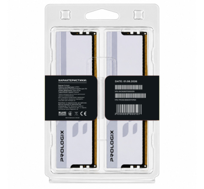 Prologix Модуль пам'яті для комп'ютера DDR5 32GB (2x16GB) 5600 MHz Onyx White RGB Prologix (PRO32GB5600YWR5K)