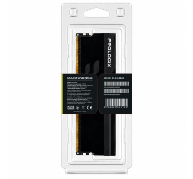 Prologix Модуль пам'яті для комп'ютера DDR4 8GB 3200 MHz Onyx Black RGB Prologix (PRO8GB3200YBR4)