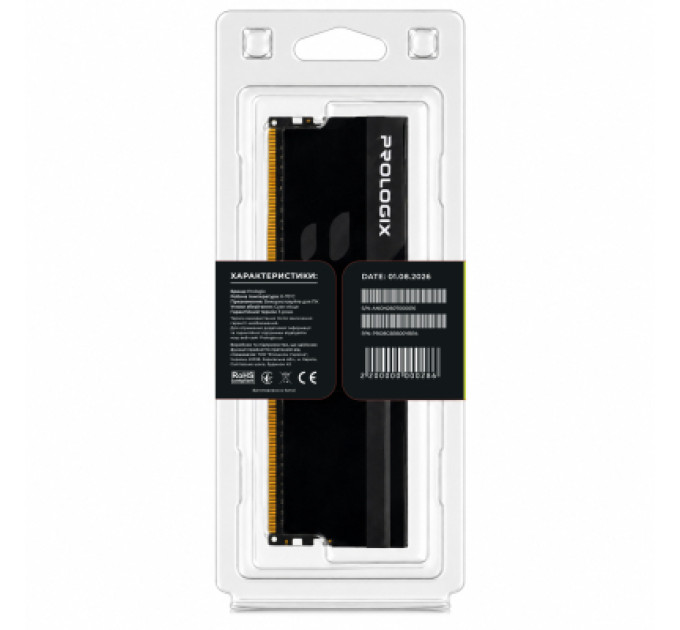 Prologix Модуль пам'яті для комп'ютера DDR4 8GB 3600 MHz Onyx Black RGB Prologix (PRO8GB3600YBR4)