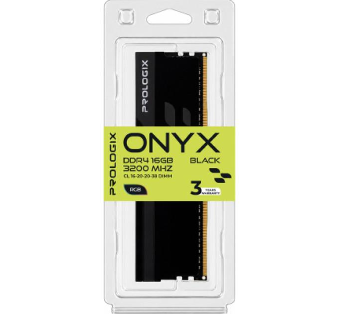 Prologix Модуль пам'яті для комп'ютера DDR4 16GB 3200 MHz Onyx Black RGB Prologix (PRO16GB3200YBR4)