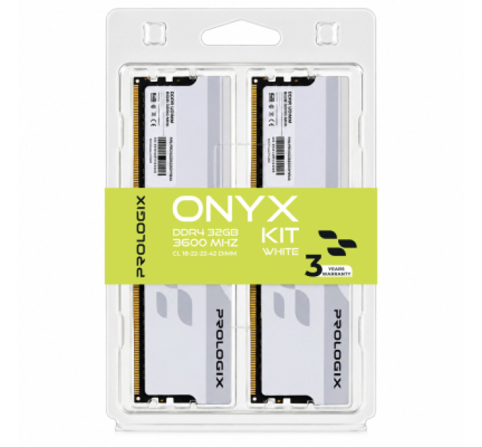 Prologix Модуль пам'яті для комп'ютера DDR4 32GB (2x16GB) 3600 MHz Onyx White Prologix (PRO32GB3600YW4K)