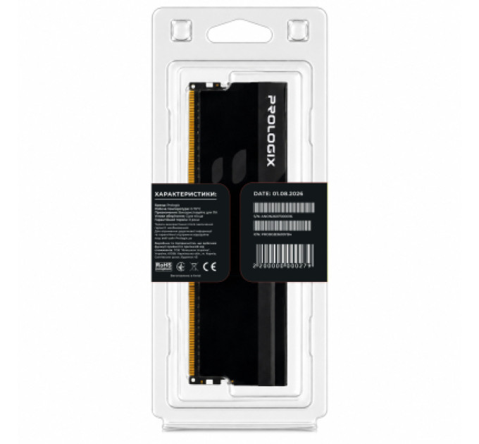 Prologix Модуль пам'яті для комп'ютера DDR4 8GB 3600 MHz Onyx Black Prologix (PRO8GB3600YB4)