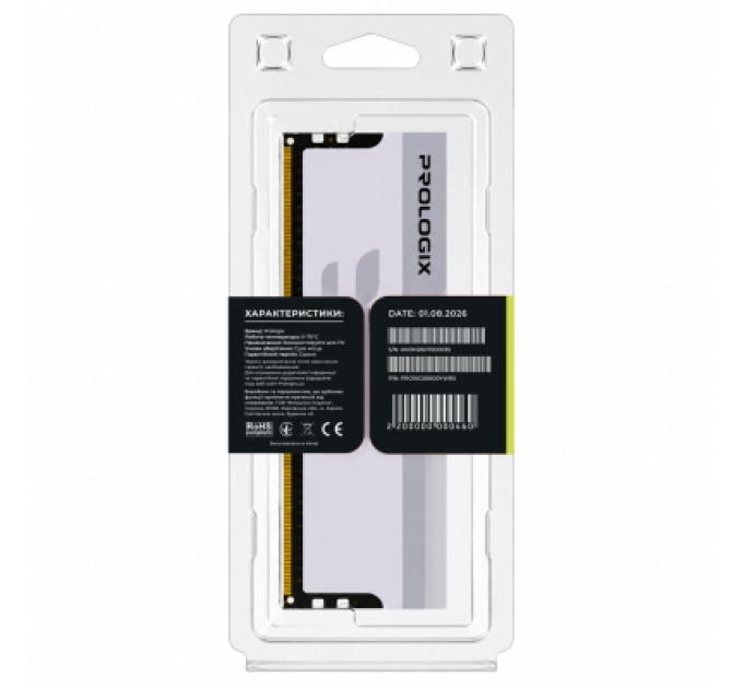 Prologix Модуль пам'яті для комп'ютера DDR5 16GB 5600 MHz Onyx White RGB Prologix (PRO16GB5600YWR5)