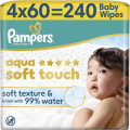 Pampers Дитячі вологі серветки Pampers Aqua Soft Touch 4 x 60 шт (240 шт) (8006530140027)