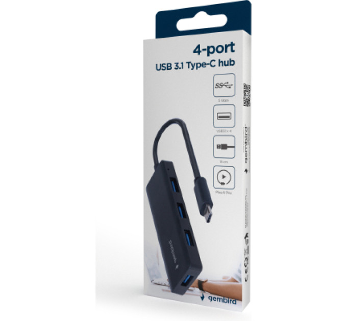 Gembird Хаб Gembird UHB-CM-U3P4-02 на 4 порти USB 3.1