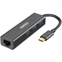 Концентратор Choetech USB 3.1 to 3хUSB 3.0+RJ45(1GB) Ethernet 4in1 (HUB-U02-BK)