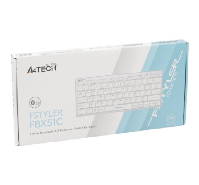 A4Tech Клавіатура A4Tech FBX51C Wireless/Bluetooth White (FBX51C White)