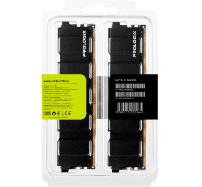 Prologix Модуль пам'яті для комп'ютера DDR4 32GB (2x16GB) 3600 MHz Black Prologix (PRO32GB3600B4K)