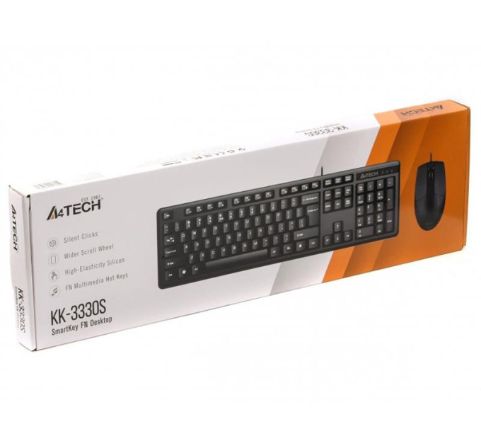 A4Tech Комплект клавіатура+мишка KK-3+OP-330S, USB, Чорна
