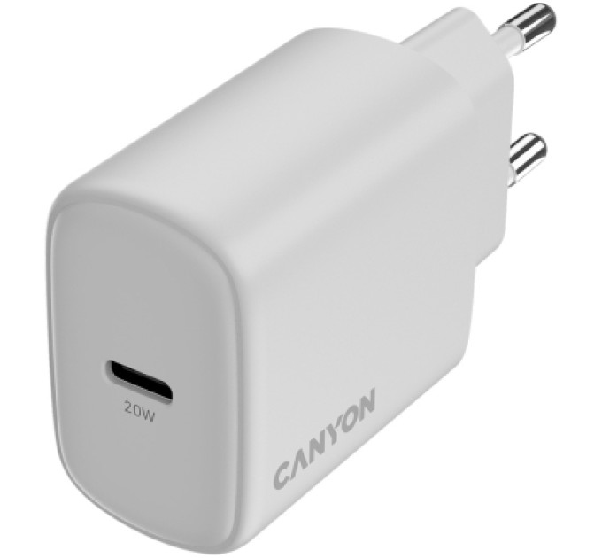 Canyon Зарядний пристрій Canyon OnCharge 200 20W 1xPD EU White (CNE-CHA200-01)