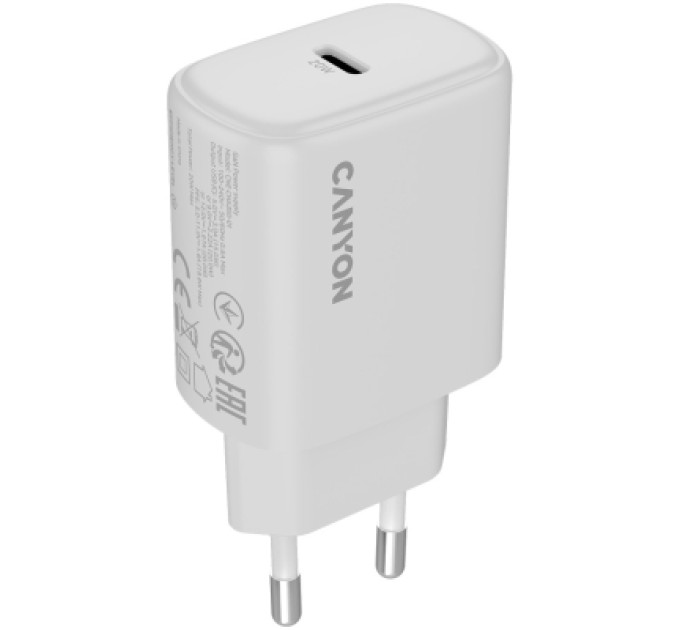 Canyon Зарядний пристрій Canyon OnCharge 200 20W 1xPD EU White (CNE-CHA200-01)